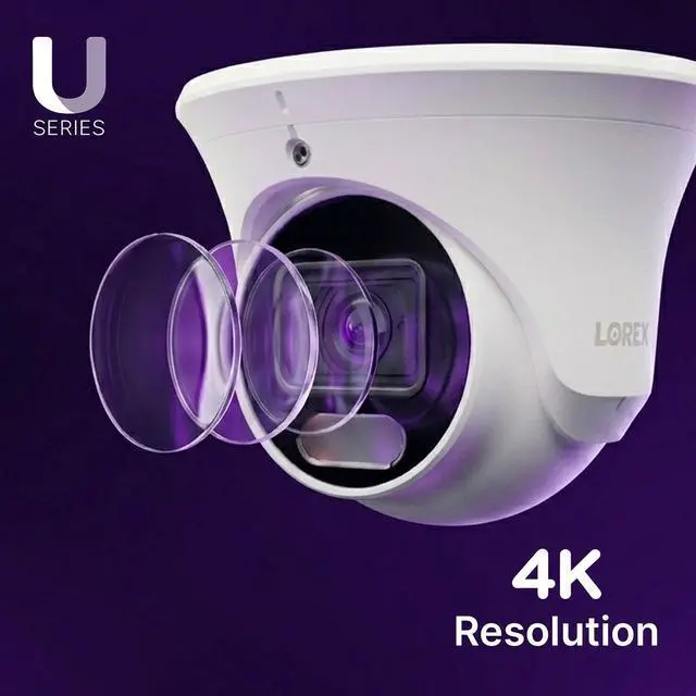Alt view image 2 of 5 - Lorex Connect U3 4K PoE Turret Camera with Red & Blue Deterrence Lights