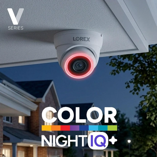 Alt view image 2 of 5 - Lorex Connect V7 4K PoE Turret Camera with Color Night IQ+ - White/Black