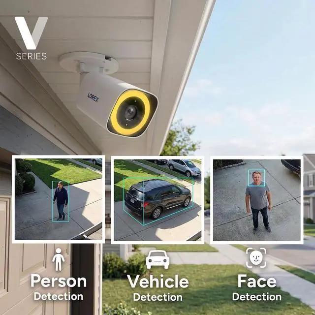 Alt view image 5 of 7 - Lorex Connect (New App) | V5 4K Add-On IP PoE Bullet Camera to V-Series NVR | White | Cables Not Included | AI Detections | Color Night Vision | Smart Security Lighting | Siren | 2-Way Talk | IP67