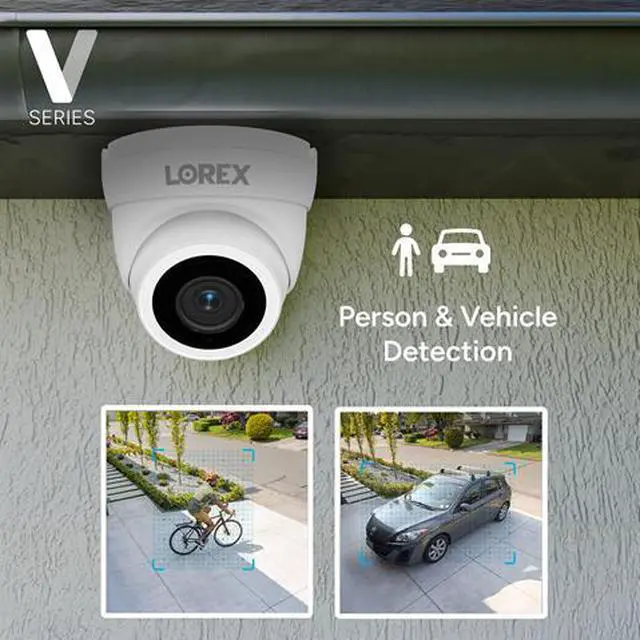 Alt view image 5 of 6 - Lorex Connect (New App) | V3 4K Add-On IP PoE Dome Camera to V-Series NVR | White | Cables Not Included | AI Detections | Color Night Vision | Deterrence Lights & Siren | 2-Way Talk | IP67 Rating