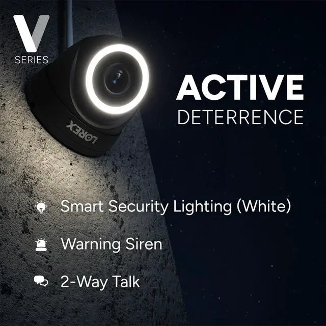 Alt view image 3 of 7 - Lorex Connect (New App) | V3 4K Add-On IP PoE Dome Camera to V-Series NVR | Black | Cables Not Included | AI Detections | Color Night Vision | Deterrence Lights & Siren | 2-Way Talk | IP67 Rating