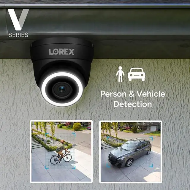 Alt view image 6 of 7 - Lorex Connect (New App) | V3 4K Add-On IP PoE Dome Camera to V-Series NVR | Black | Cables Not Included | AI Detections | Color Night Vision | Deterrence Lights & Siren | 2-Way Talk | IP67 Rating