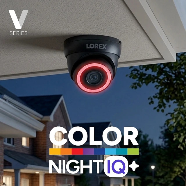 Alt view image 3 of 7 - Lorex Connect V7 4K PoE Turret Camera with Color Night IQ+ - White/Black