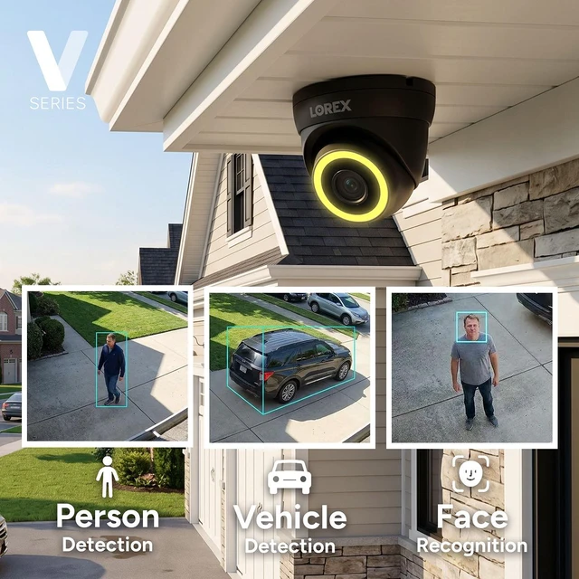Alt view image 4 of 7 - Lorex Connect V7 4K PoE Turret Camera with Color Night IQ+ - White/Black