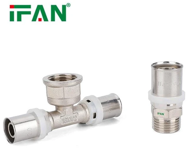 Main image of IFAN Professional Service Brass Press Fitting Multilayer Male Female Elbow Tee Straight for PEX Pipe Connection