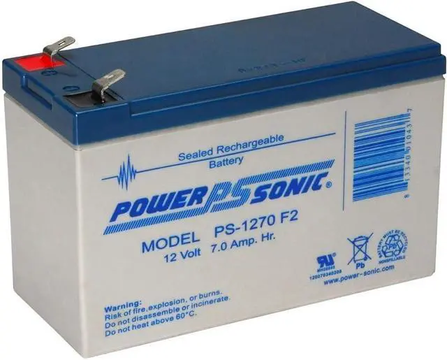 Alt view image 3 of 4 - Power Sonic PS1270F2 12 Volt 7ah Sealed Lead Acid Battery F2 Terminal