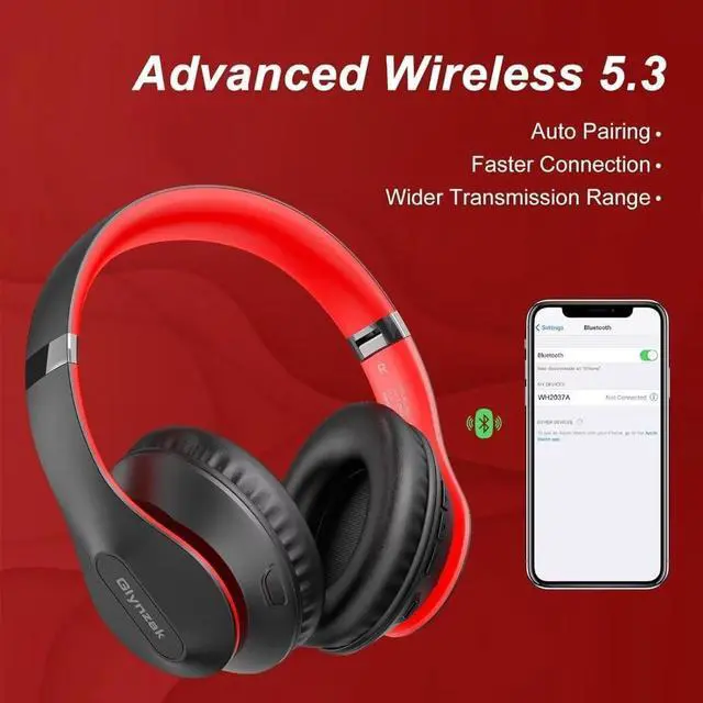 Alt view image 4 of 7 - Wireless Bluetooth Headphones Over Ear 65H Playtime HiFi Stereo Headset with Microphone and 6EQ Modes Foldable Bluetooth V5.3 Headphones for Travel Smartphone Computer Laptop