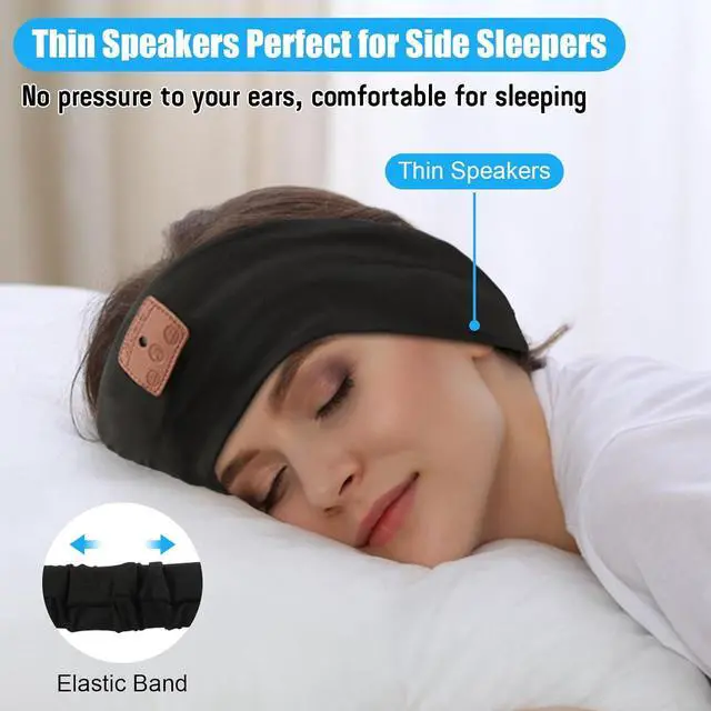 Alt view image 2 of 6 - 2-Pack Sleeping Headphones Bluetooth Headband, 2024 New Headband Headphones with Ultra-Thin Speakers, Wireless Headphones Headband for Side Sleepers, Running, Insomniac, Travel, MeditationBlack&Grey