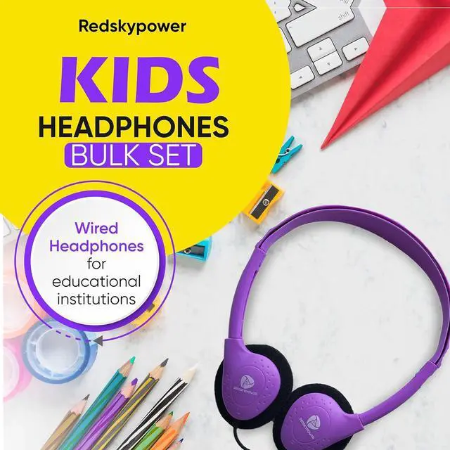 Alt view image 2 of 7 - 30 Pack Bulk Wired Headphones, On Ear with 3.5mm Jack, 4ft Tangle Free Cable, Comfortable Fit, Affordable and Cost Effective, Ideal for School Classroom Testing Students Events Groups, Mix