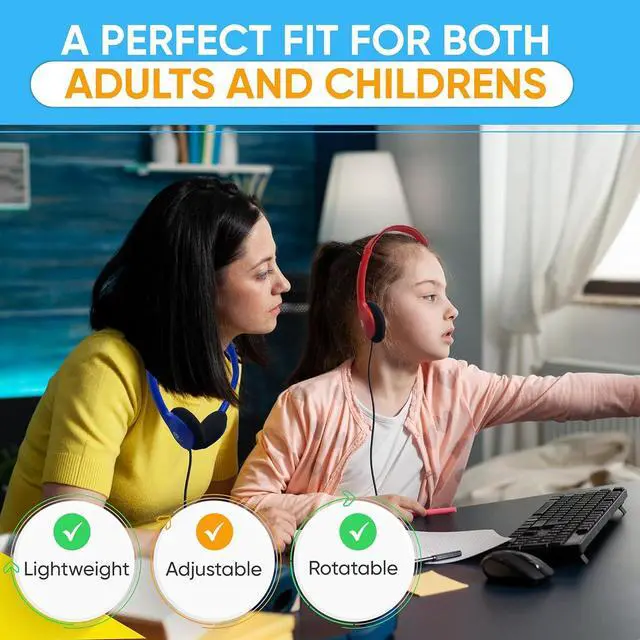 Alt view image 3 of 7 - 30 Pack Bulk Wired Headphones, On Ear with 3.5mm Jack, 4ft Tangle Free Cable, Comfortable Fit, Affordable and Cost Effective, Ideal for School Classroom Testing Students Events Groups, Mix