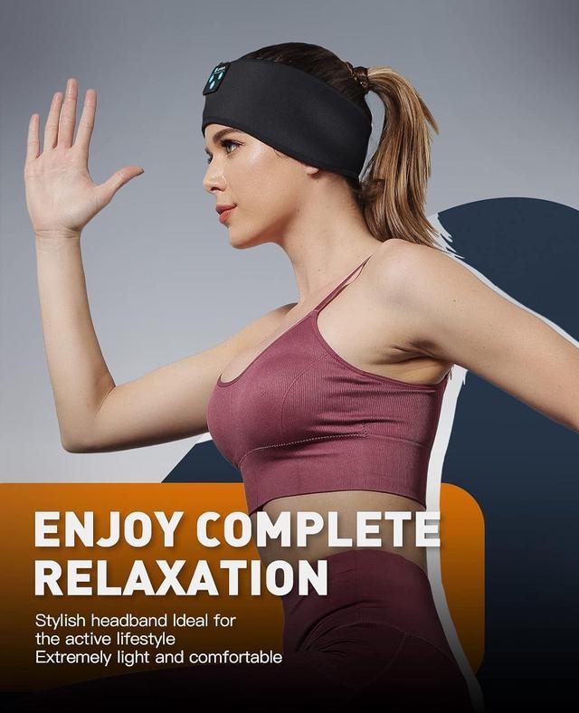 Alt view image 3 of 7 - Sleep Headphones - Headband Headphones - Bluetooth Headband Sleep Headphones for Side Sleeper, Elastic Music Sleeping Band Cozy ASMR Wireless Eye Mask Tech Gadgets Gifts for Women Men