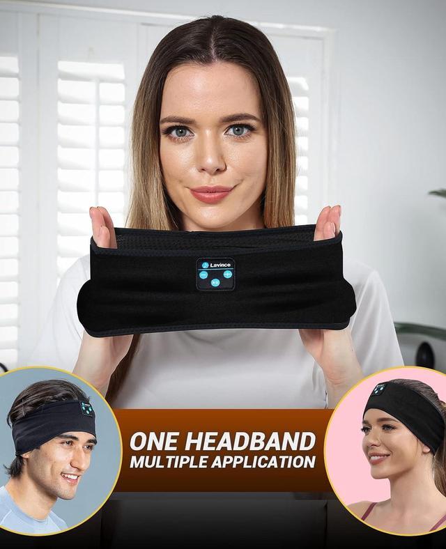 Alt view image 7 of 7 - Sleep Headphones - Headband Headphones - Bluetooth Headband Sleep Headphones for Side Sleeper, Elastic Music Sleeping Band Cozy ASMR Wireless Eye Mask Tech Gadgets Gifts for Women Men