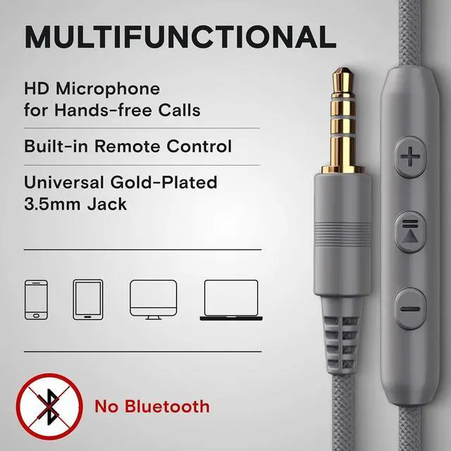 Alt view image 5 of 7 - Artix CL750 Wired Headphones with Mic & Volume Control  Noise Isolating Computer Headphones Wired, On-Ear Headphones with Wire, Plug In Headphones for Laptop, Corded Headphone Over Ear Aux Jack 3.5mm