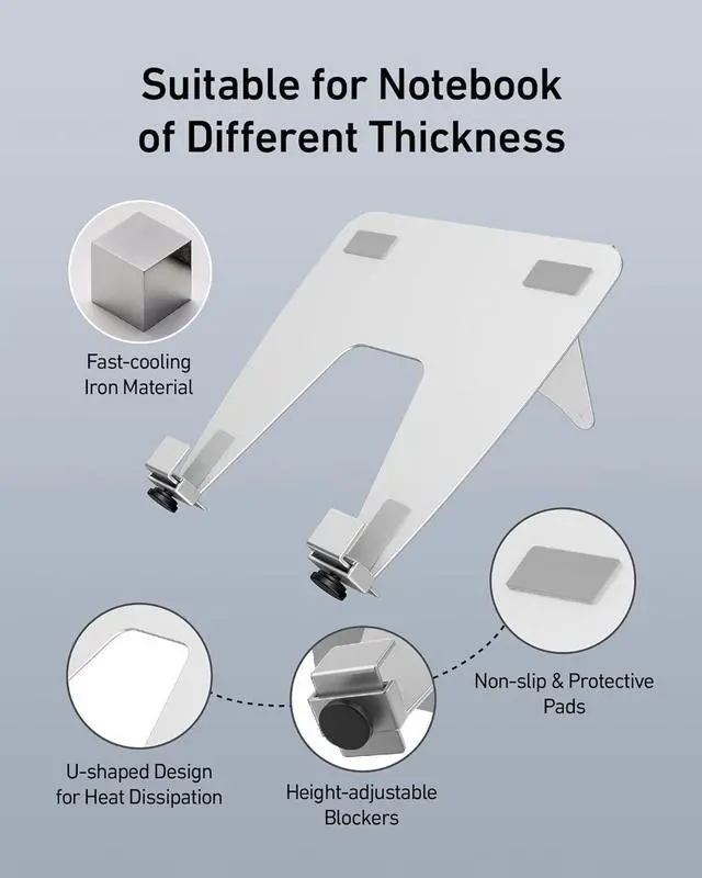 Alt view image 2 of 6 - VESA Laptop Tray for Monitor Mount, Holds Laptops up to 17.3 Inches and 28.6 lbs, Fits 100x100mm VESA, Notebook Tray Office Desk Accessories, Silver