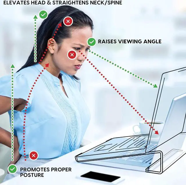 Alt view image 2 of 6 - DuraClear Acrylic Laptop Stand for Desk - Ergonomic 2.5" Elevation Acrylic Computer Riser - Laptop Stand Acrylic Accessory for up to 21" Laptops