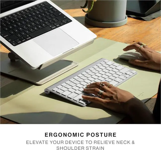Alt view image 2 of 7 - Desk Laptop Stand  Height Adjustable Ergonomic Computer Stand  Compatible with MacBook Air/Pro iPad Dell HP Lenovo Microsoft Surface & Laptops & Tablets Up to 5kg (Sand Stone)