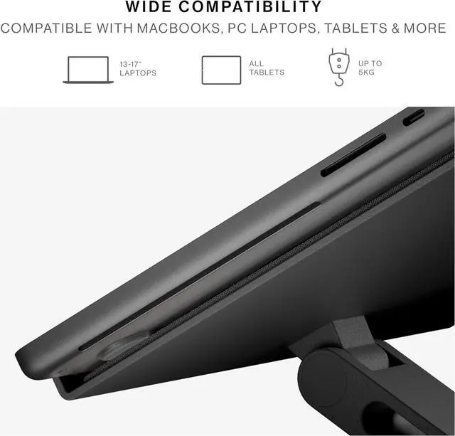 Alt view image 3 of 7 - Desk Laptop Stand  Height Adjustable Ergonomic Computer Stand  Compatible with MacBook Air/Pro iPad Dell HP Lenovo Microsoft Surface & Laptops & Tablets Up to 5kg (Sand Stone)