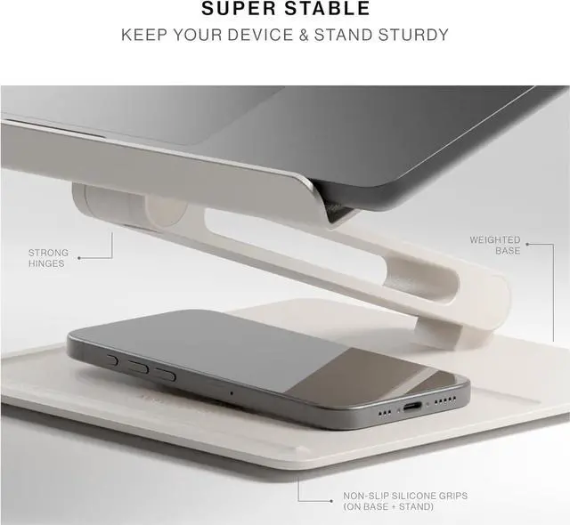 Alt view image 5 of 7 - Desk Laptop Stand  Height Adjustable Ergonomic Computer Stand  Compatible with MacBook Air/Pro iPad Dell HP Lenovo Microsoft Surface & Laptops & Tablets Up to 5kg (Sand Stone)