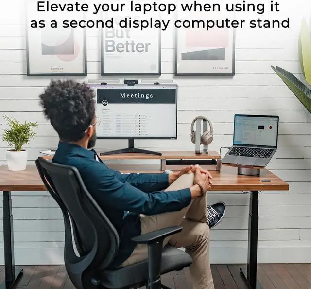 Alt view image 2 of 7 - HumanCentric Portable Electronic Device Stand - Black Walnut Wood Laptop Stand, Ergonomic Computer Stand for Laptop, Compatible with MacBook Stand up to 16 inches
