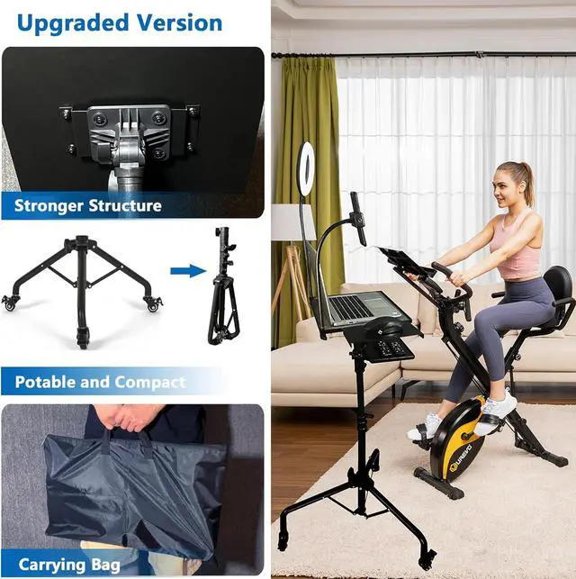 Alt view image 7 of 7 - Projector Tripod Stand with Wheels Laptop Tripod Stand Projector Tripod Laptop Stand Floor Stand Live Stream stand Treadmill Stand Music Stand with 6" LED Ring Light for Online Meeting Recording