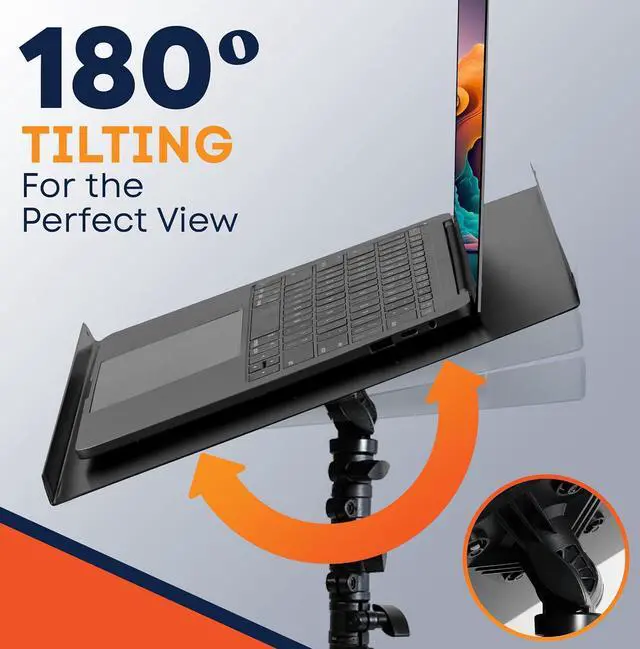Alt view image 3 of 7 - Laptop & Projector Tripod Stand Adjustable Height 26 to 51 Wheely Portable Laptop Stand With Gooseneck Phone Holder - For Movie, Meeting, Book, DJ Equiqment