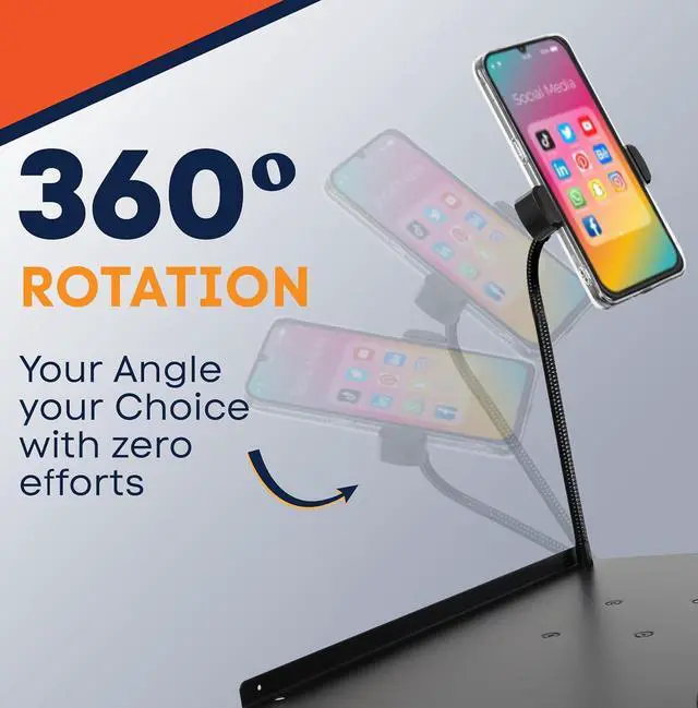 Alt view image 4 of 7 - Laptop & Projector Tripod Stand Adjustable Height 26 to 51 Wheely Portable Laptop Stand With Gooseneck Phone Holder - For Movie, Meeting, Book, DJ Equiqment