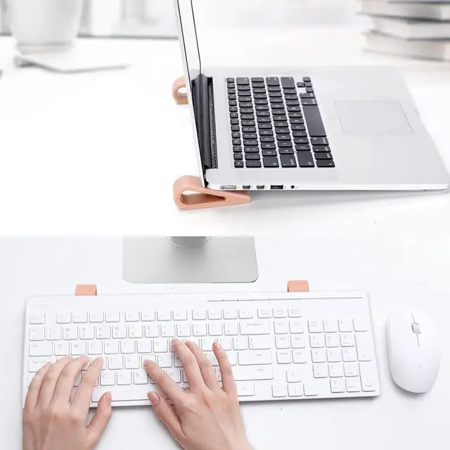 Alt view image 3 of 7 - SUPBEE Universal Laptop/Computer Keyboard Stands, [4 Pack] Rubber Tilting Wedge Riser Holder for Desk, Ultra Compact Portable Ventilated Stand & Elevated Feet for Notebook Keyboard - Pink