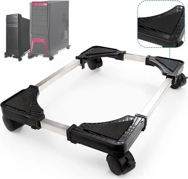 Main image of Computer Tower Stand CPU Holder Stand with 4 Mute Caster WheelsCPU Stand for Gaming pc,Suitable for Most PC Brackets On The Carpet Floor (Black) (Black)