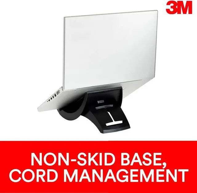 Alt view image 4 of 7 - Laptop Stand Raise Screen Height to Reduce Neck Strain Vertical Design Allows You to Bring Screen Closer Compact Foot Print Saves Desk Space Non-Skid Base Keeps Laptop Secure Black (LX550)