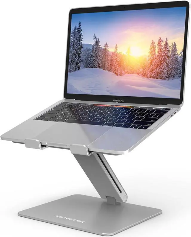 Main image of AboveTEK Laptop Stand, Adjustable Portable Computer Riser, Ergonomic Aluminum Notebook Desktop Holder for Desk, Compatible with MacBook Pro, Air, HP, Fits Up to 17 Inch Laptops, Silver