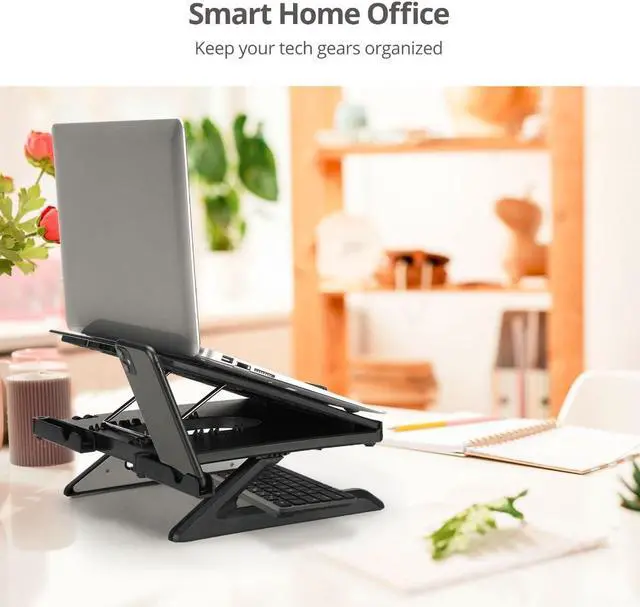 Alt view image 7 of 7 - SIIG Laptop Stand, Ergonomic Adjustable Riser Stand, Smart Phone Holder & Heat-Vent, Portable Design Fit 10" to 17" (CE-MT3911-S1)