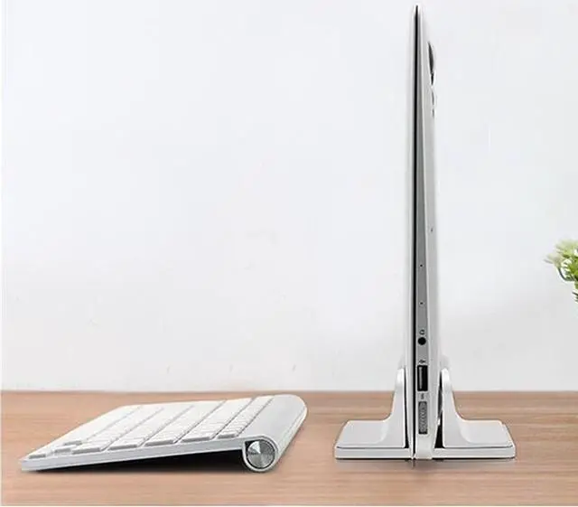 Alt view image 3 of 6 - Vertical Laptop Stand for Desk [Adjustable] Sturdy Aluminum Dock Fits All Laptops (up to 20.3 inches) Space Saving, Modern Compact Holder, Compatible with MacBook Pro/Air, Surface, HP, Dell (Silver)