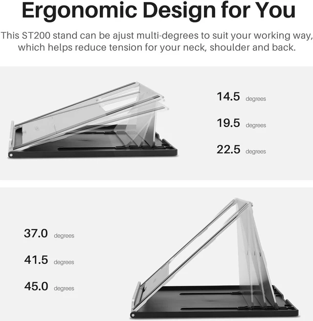 Alt view image 2 of 5 - Multi-Angle Adjustable Portable Desk Stand for 10-15.6" Drawing Monitor & Pen Display Suitable for Kamvas Pro 12/13/16, Kamvas 12/13/16, iPad Pro & Wacom Cintiq