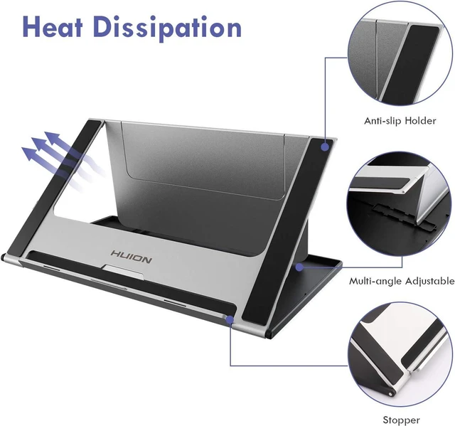 Alt view image 3 of 5 - Multi-Angle Adjustable Portable Desk Stand for 10-15.6" Drawing Monitor & Pen Display Suitable for Kamvas Pro 12/13/16, Kamvas 12/13/16, iPad Pro & Wacom Cintiq