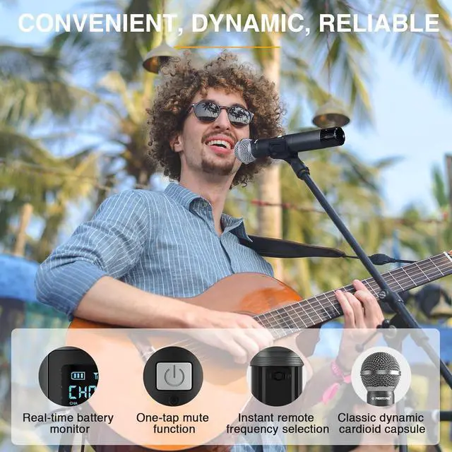 Alt view image 3 of 6 - Phenyx Pro Dual Digital Wireless Microphone System, w/Handheld Dynamic Microphone, Bodypack Transmitter, Mini Receiver, 2x15 UHF Frequencies, Headset/Lapel Microphone for Singing (PDP-2-1H1B)