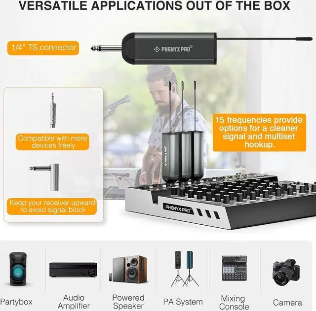 Alt view image 6 of 6 - Phenyx Pro Dual Digital Wireless Microphone System, w/Handheld Dynamic Microphone, Bodypack Transmitter, Mini Receiver, 2x15 UHF Frequencies, Headset/Lapel Microphone for Singing (PDP-2-1H1B)