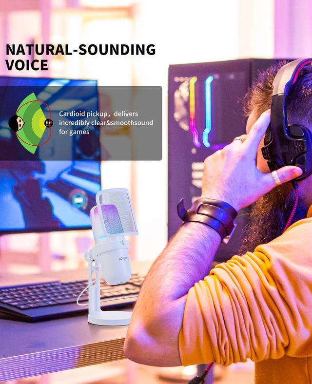 Alt view image 5 of 6 - USB Microphone for PC,White Mini MicrophoneComputer Gaming Mic for PS4/ PS5/ Mac,Condenser Mic with Quick Mute,RGB Streaming Microphone,Filter,Shock Mount,Recording Microphones for YouTube Titok