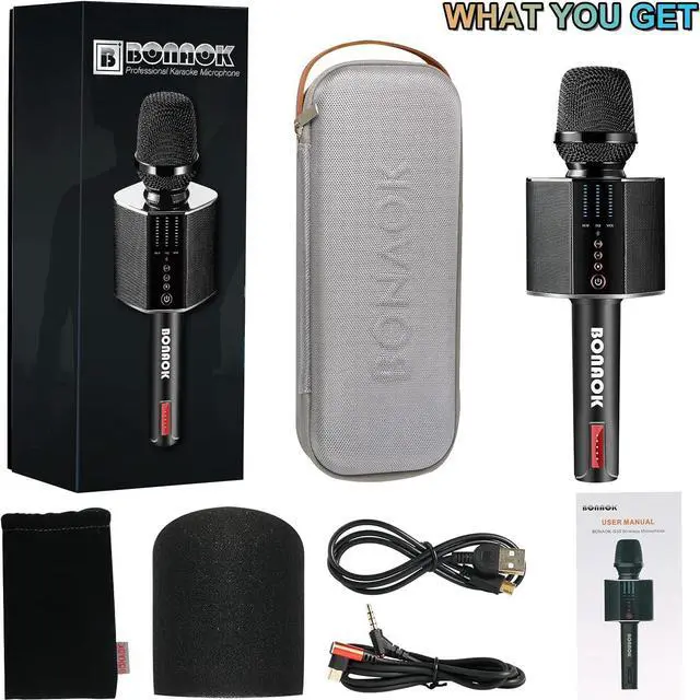 Alt view image 2 of 7 - Microphone, Portable Wireless Bluetooth  Mic for Adults&Kids Car Home Outdoor Party,  Machine for PC/All Smartphone G50 Black