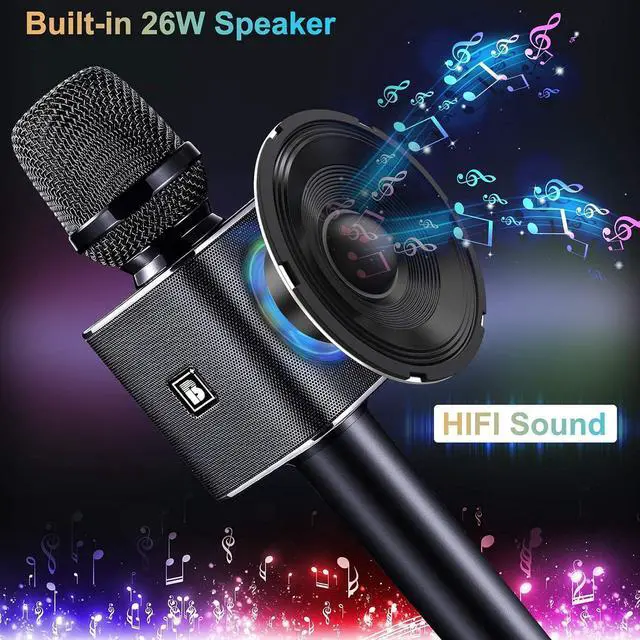 Alt view image 3 of 7 - Microphone, Portable Wireless Bluetooth  Mic for Adults&Kids Car Home Outdoor Party,  Machine for PC/All Smartphone G50 Black