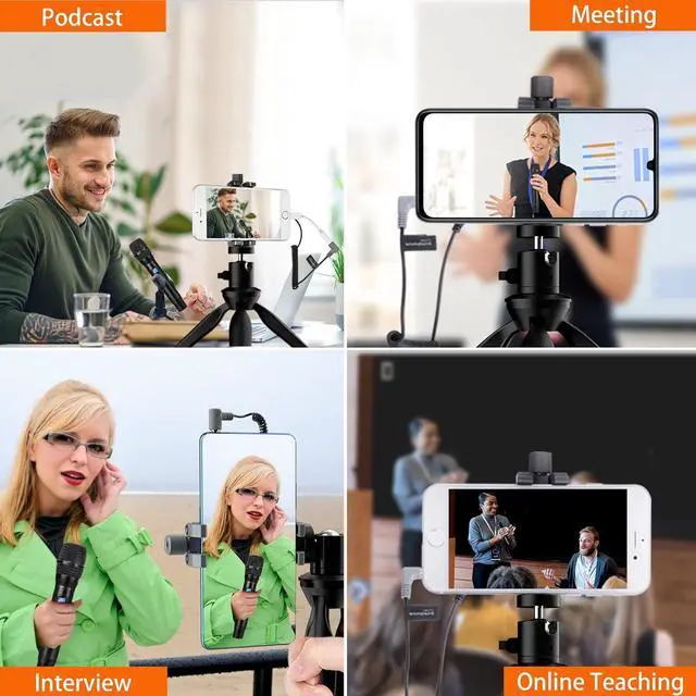 Alt view image 7 of 7 - Wireless Microphone for Smartphone, Comica CVM-WS50(H) Handheld Microphone for iPhone/Android Phones Interview, Professional Recording Mic for Sing Video Vlog YouTube TikTok Facebook Livestream