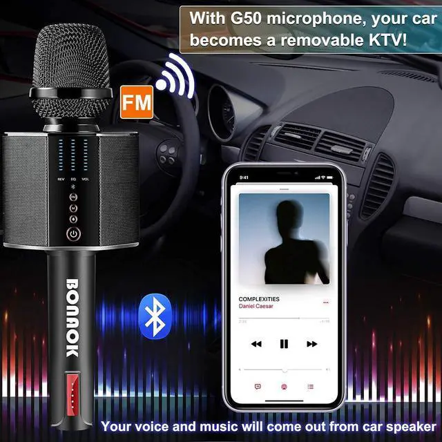 Alt view image 4 of 7 - Microphone, Portable Wireless Bluetooth  Mic for Adults&Kids Car Home Outdoor Party,  Machine for PC/All Smartphone G50 Black