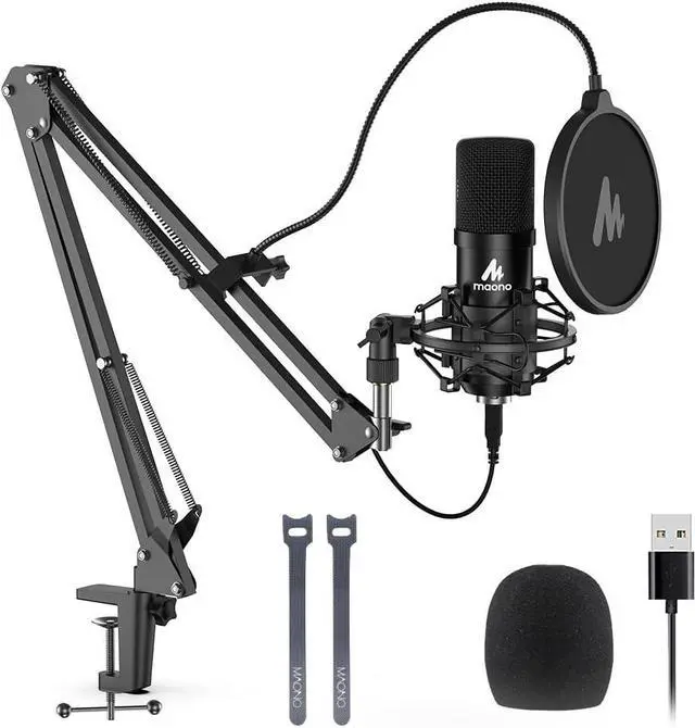 Main image of USB Microphone, MAONO 192KHZ/24Bit Plug & Play PC Computer Podcast Condenser Cardioid Metal Mic Kit with Professional Sound Chipset for Recording, Gaming, Singing, YouTube (AU-A04)