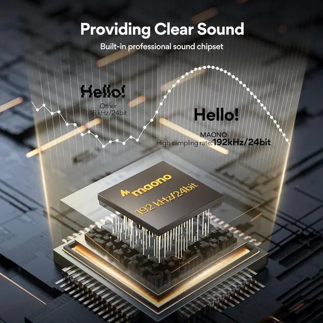 Alt view image 2 of 7 - USB Microphone, MAONO 192KHZ/24Bit Plug & Play PC Computer Podcast Condenser Cardioid Metal Mic Kit with Professional Sound Chipset for Recording, Gaming, Singing, YouTube (AU-A04)