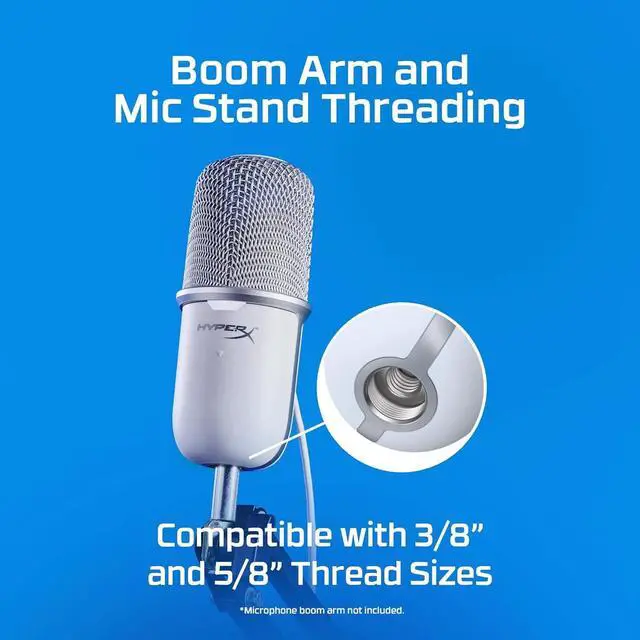 Alt view image 6 of 7 - HyperX SoloCast  USB Condenser Gaming Microphone, for PC, PS5, PS4, and Mac, Tap-to-Mute Sensor, Cardioid Polar Pattern, Great for Streaming, Podcasts, Twitch, YouTube, Discord - White