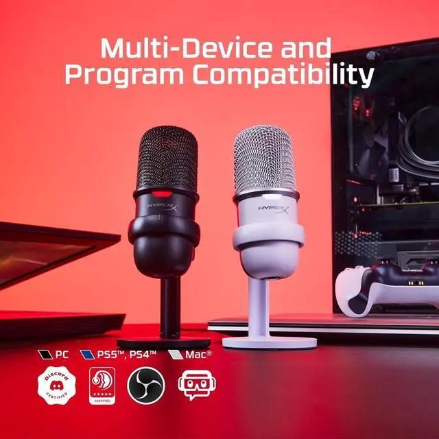 Alt view image 7 of 7 - HyperX SoloCast  USB Condenser Gaming Microphone, for PC, PS5, PS4, and Mac, Tap-to-Mute Sensor, Cardioid Polar Pattern, Great for Streaming, Podcasts, Twitch, YouTube, Discord - White