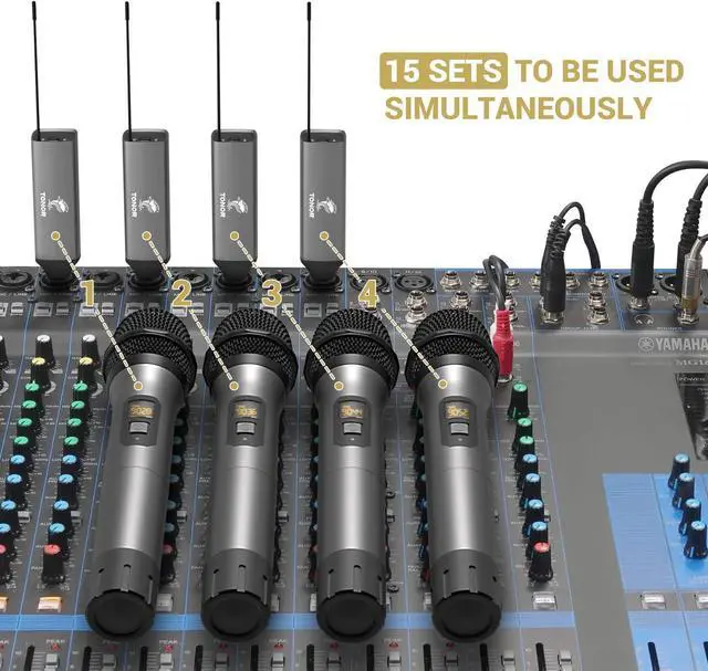 Alt view image 6 of 7 - Wireless Microphone, UHF Metal Cordless Handheld Mic System with Rechargeable Receiver, for , Singing, Party, Wedding, DJ, Speech, 200ft (TW620), Grey