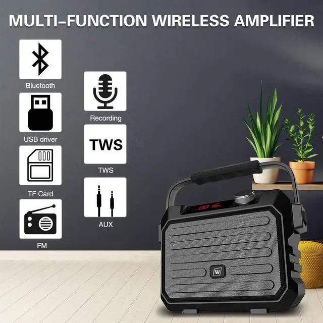 Alt view image 4 of 7 - Wireless PA System with Wireless Headset Microphone Lavalier Lapel Microphone Transmitter, 30W Wireless Voice Amplifier Portable Megaphone Rechargeable Bluetooth Loudspeaker Speaker for Teacher Gifts