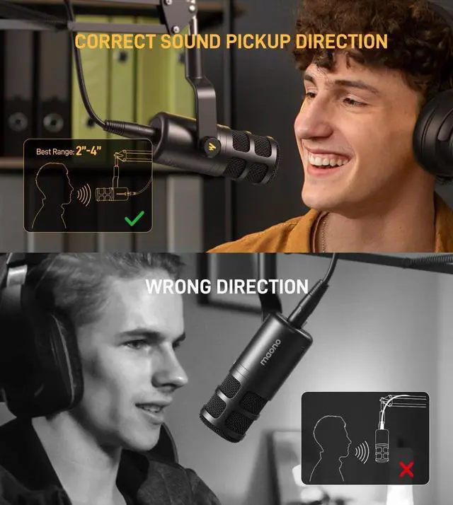 Alt view image 5 of 7 - MAONO XLR Podcast Dynamic Microphone, Cardioid Studio Mic with Boom Arm for Vocal Recording,Streaming,Gaming, Voice Isolation Technology, Metal Mic, Works for Audio Interface, Mixer-PD100S