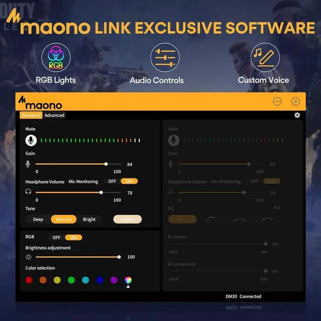 Alt view image 3 of 7 - MAONO Gaming USB Microphone with Software, Programmable RGB Mic for Recording, Streaming, Podcast, PS5, PS4, PC, Computer, DM30 RGB