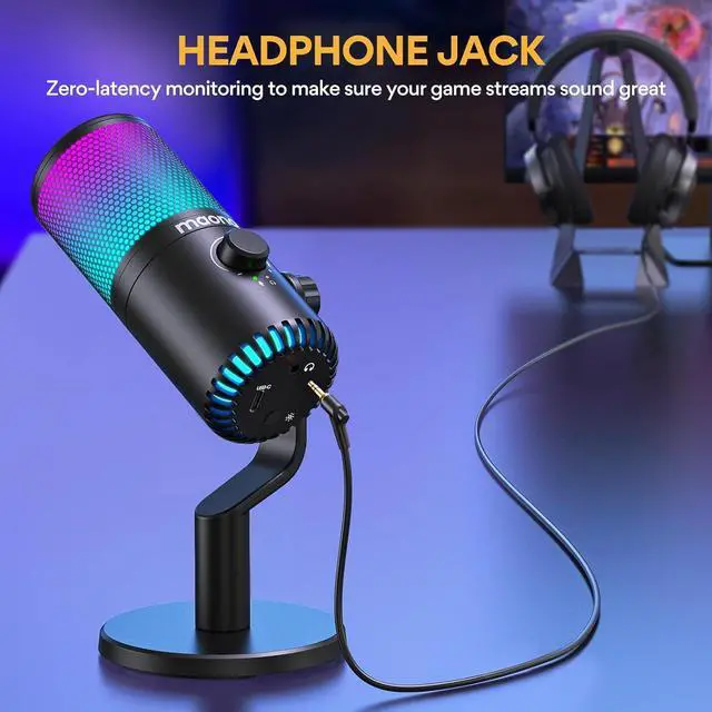 Alt view image 6 of 7 - MAONO Gaming USB Microphone with Software, Programmable RGB Mic for Recording, Streaming, Podcast, PS5, PS4, PC, Computer, DM30 RGB